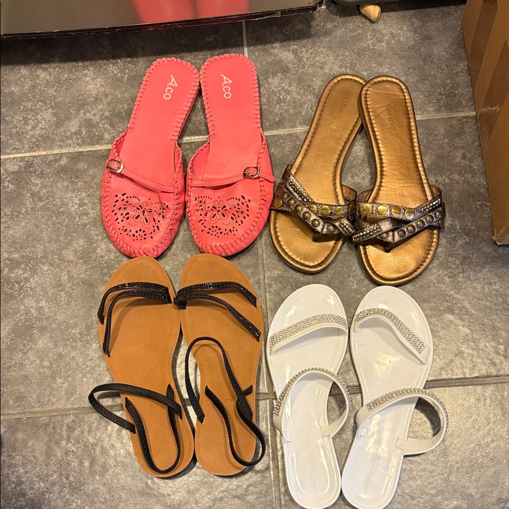 CO Coral, Gold, Tan, and White Sandals Collection